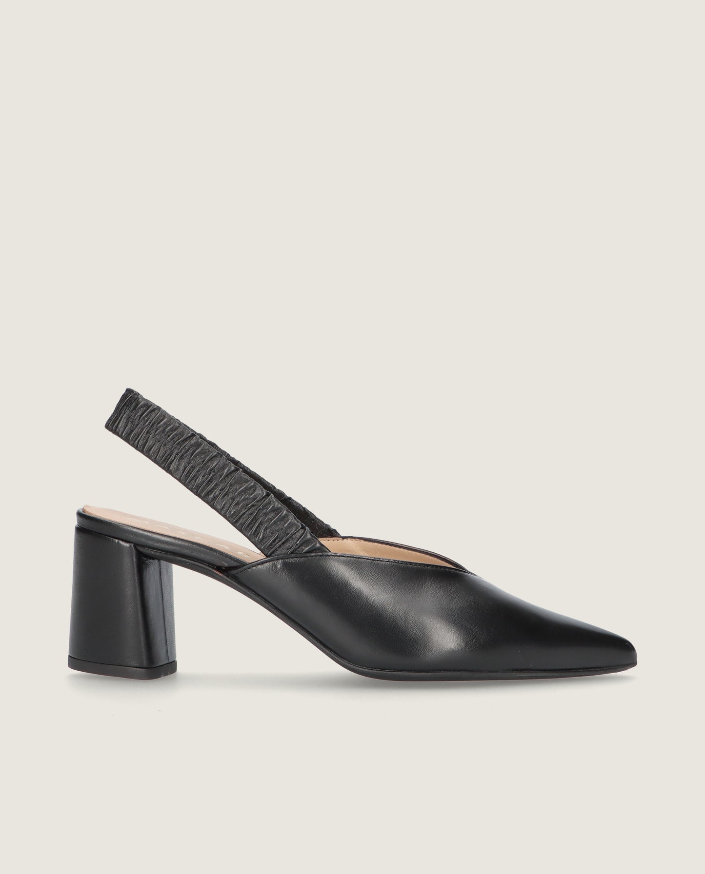 MASCARÓ KATHERINE BLACK LEATHER BLOCK HEEL SLINGBACK