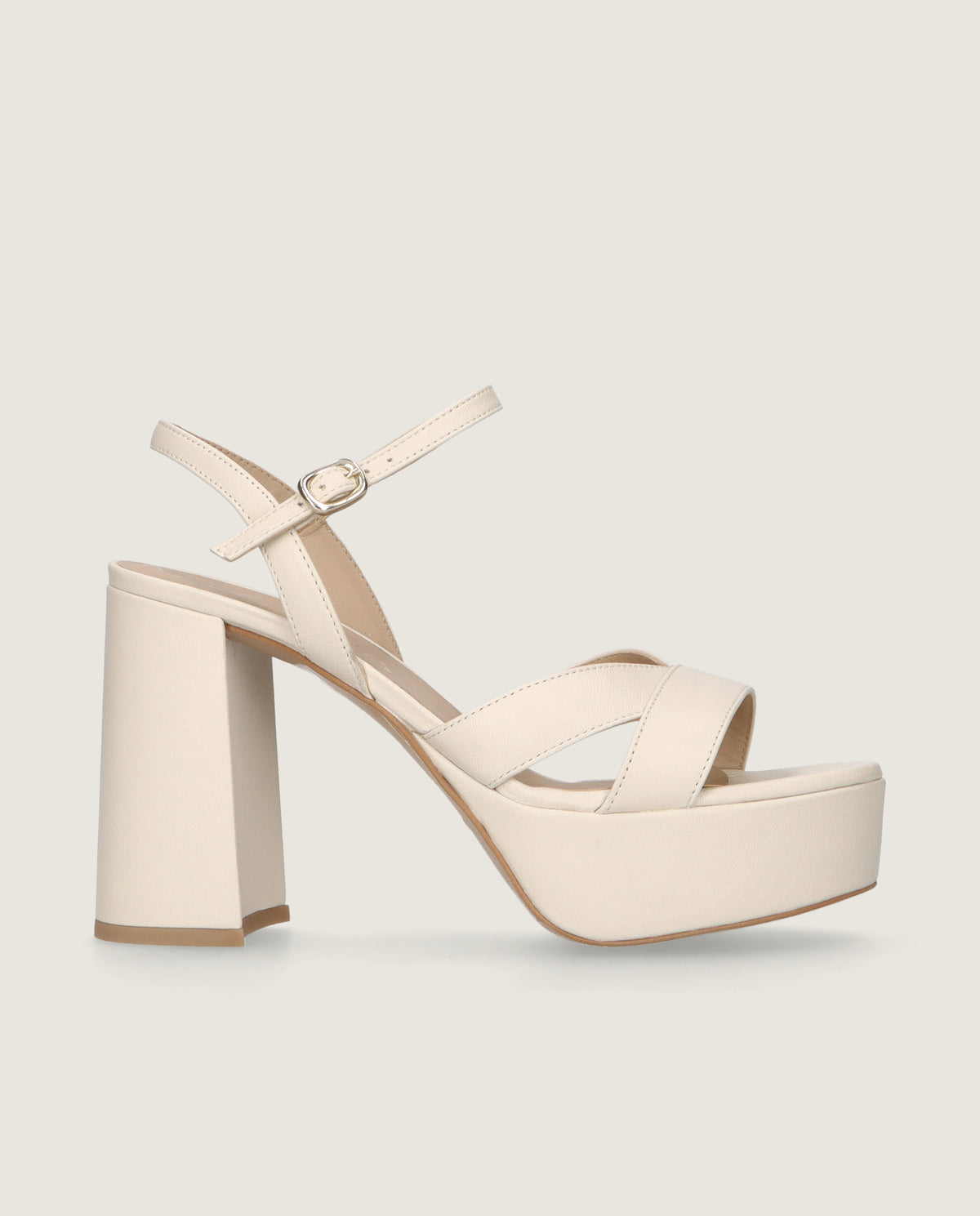 MASCARÓ BIANCA CREAM LEATHER PLATFORM SANDAL