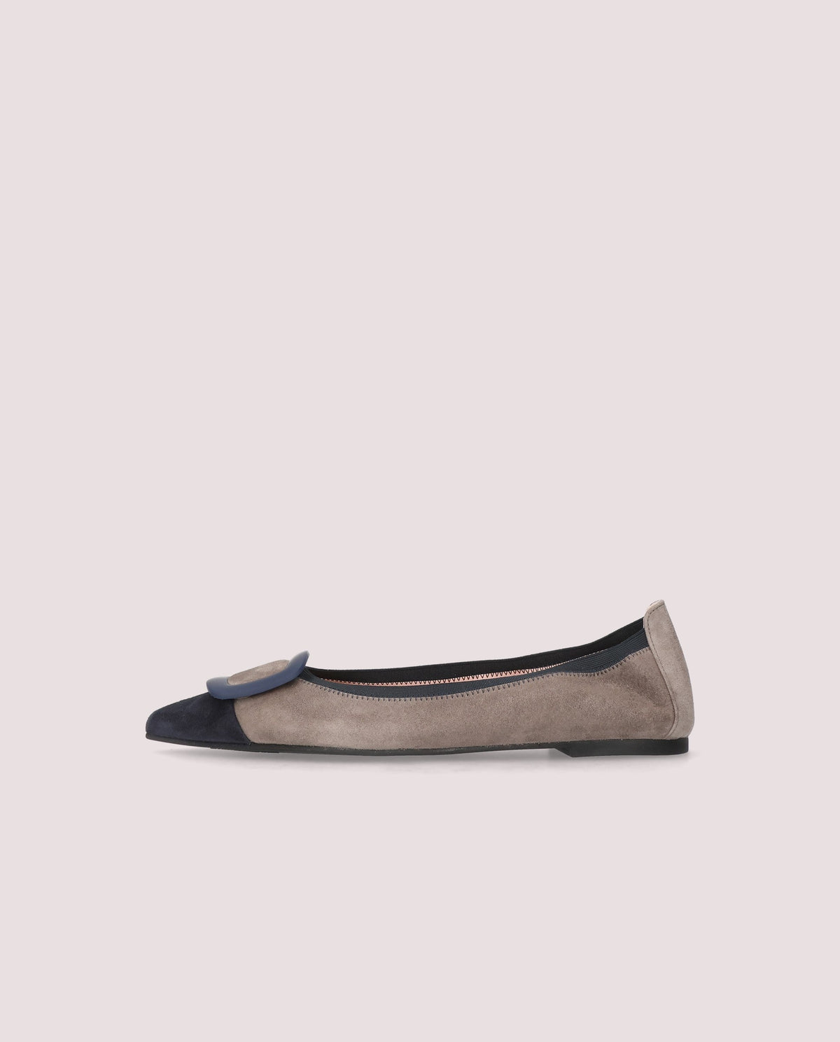 Nicole Taupe Buckle Flat - side view