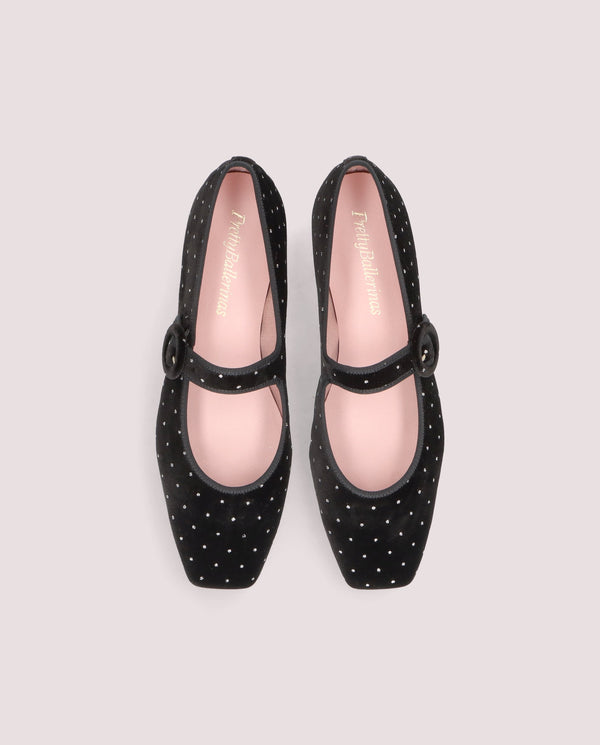 Camille Black Studded Velvet Mary Jane