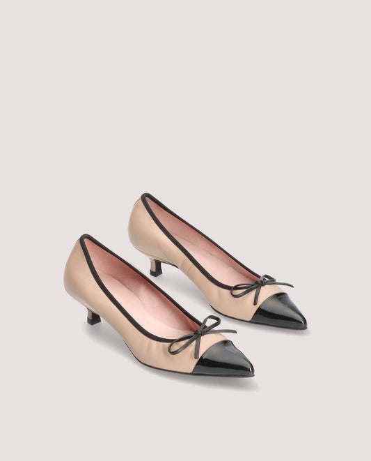 Ella Kitten Heel — Nude & Black