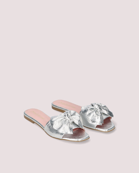 Stella Bow Slide — Silver Metallic