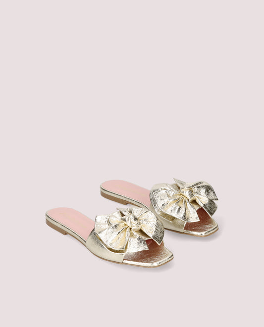 Stella Bow Slide — Gold Metallic