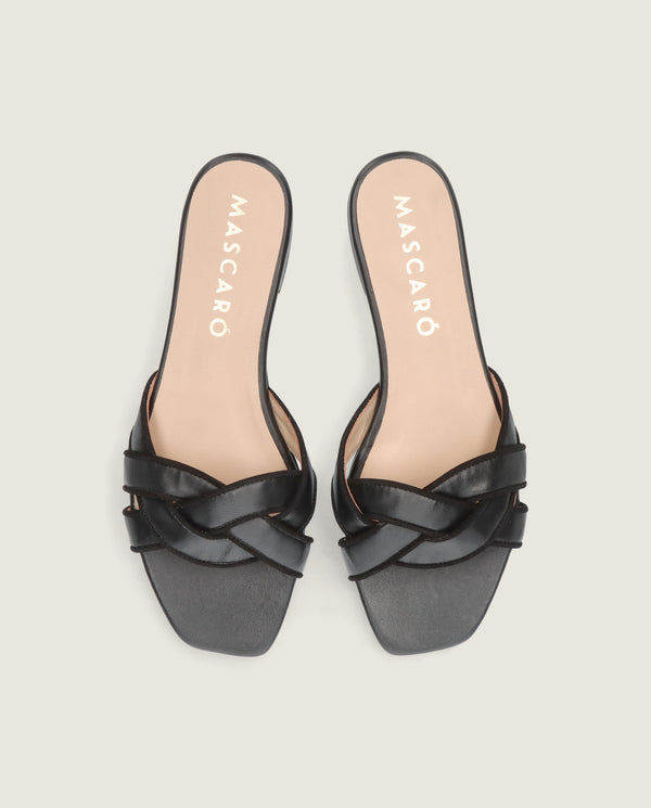 MASCARÓ AUDREY BRAIDED LEATHER SLIDE SANDAL