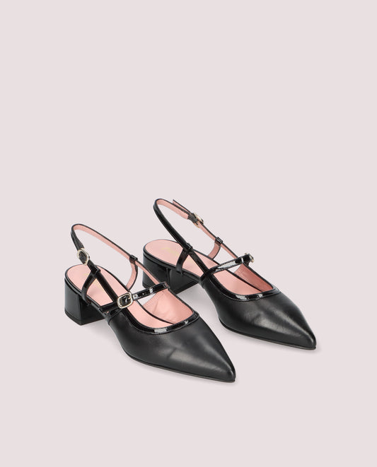 AUDREY BLACK LEATHER MARY JANE SLINGBACK