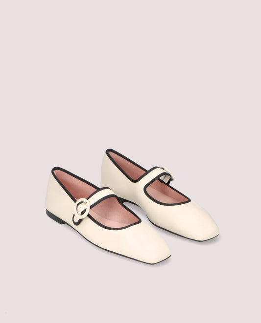 CAMILLE BALLERINA IN SOFT IVORY LEATHER