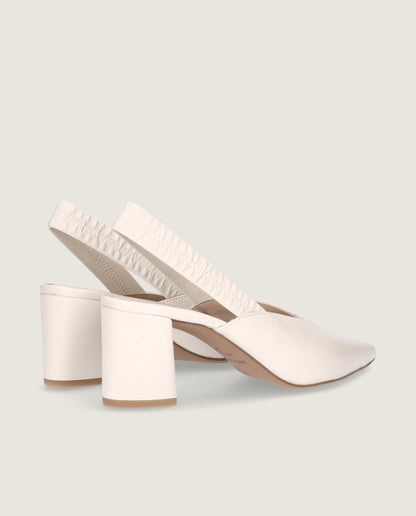 MASCARÓ KATHERINE WHITE LEATHER BLOCK HEEL SLINGBACK
