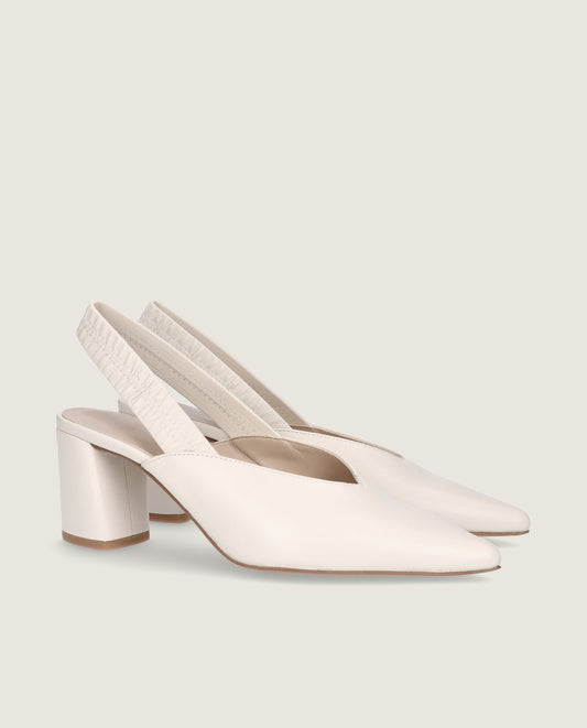 MASCARÓ KATHERINE WHITE LEATHER BLOCK HEEL SLINGBACK