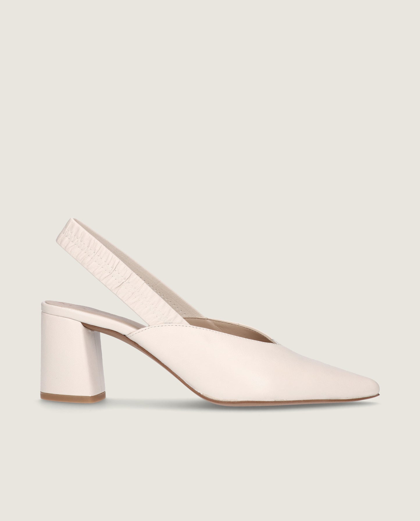 MASCARÓ KATHERINE WHITE LEATHER BLOCK HEEL SLINGBACK