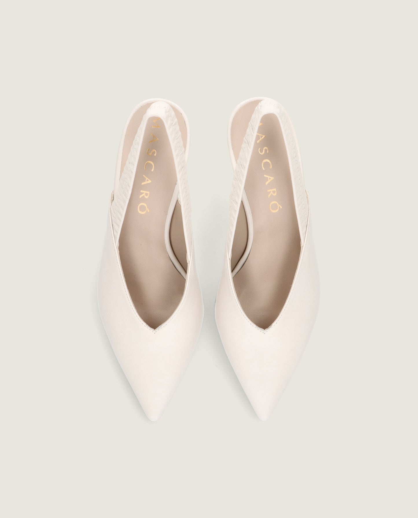 MASCARÓ KATHERINE WHITE LEATHER BLOCK HEEL SLINGBACK