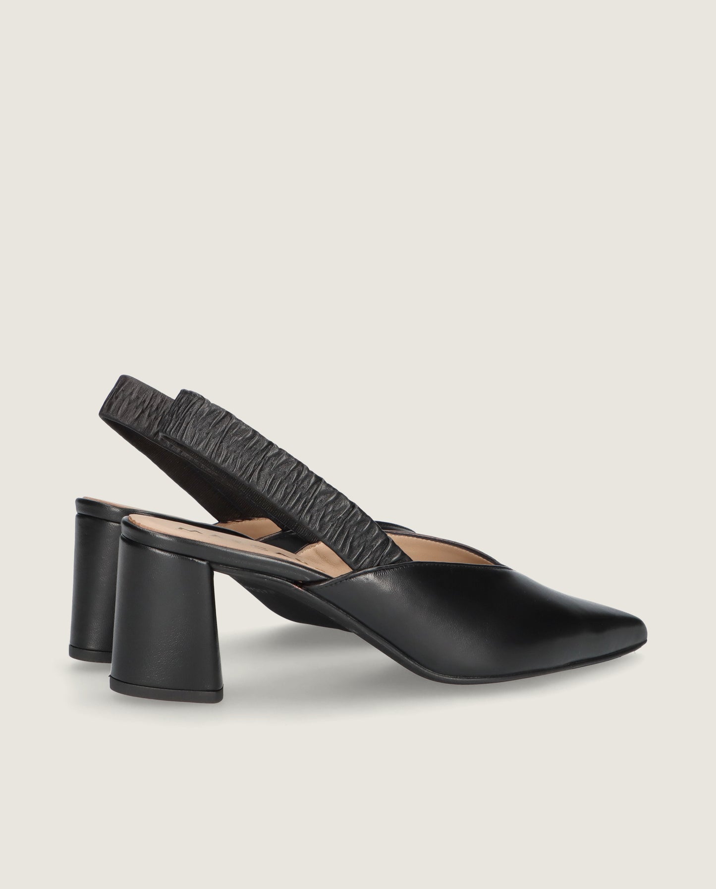 MASCARÃ“ KATHERINE BLACK LEATHER BLOCK HEEL SLINGBACK