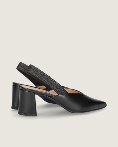 MASCARÃ“ KATHERINE BLACK LEATHER BLOCK HEEL SLINGBACK