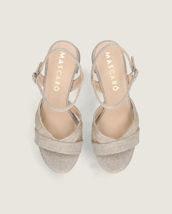 MASCARÃ“ GLORIA GLITTER SHIMMER PLATFORM SANDAL