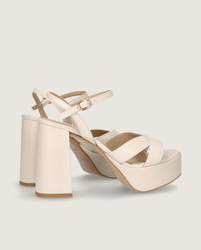 MASCARÃ“ BIANCA CREAM LEATHER PLATFORM SANDAL