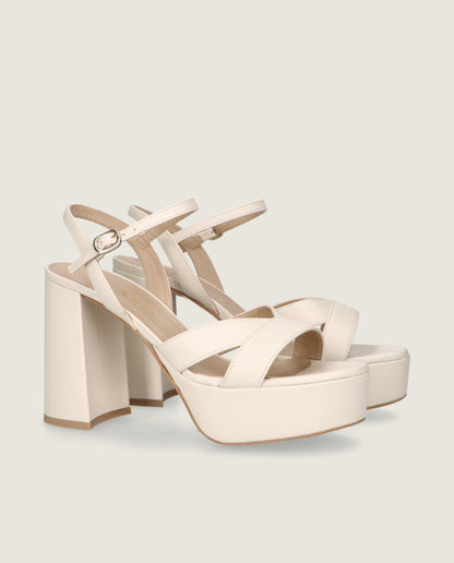 MASCARÃ“ BIANCA CREAM LEATHER PLATFORM SANDAL