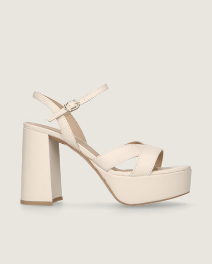 MASCARÃ“ BIANCA CREAM LEATHER PLATFORM SANDAL