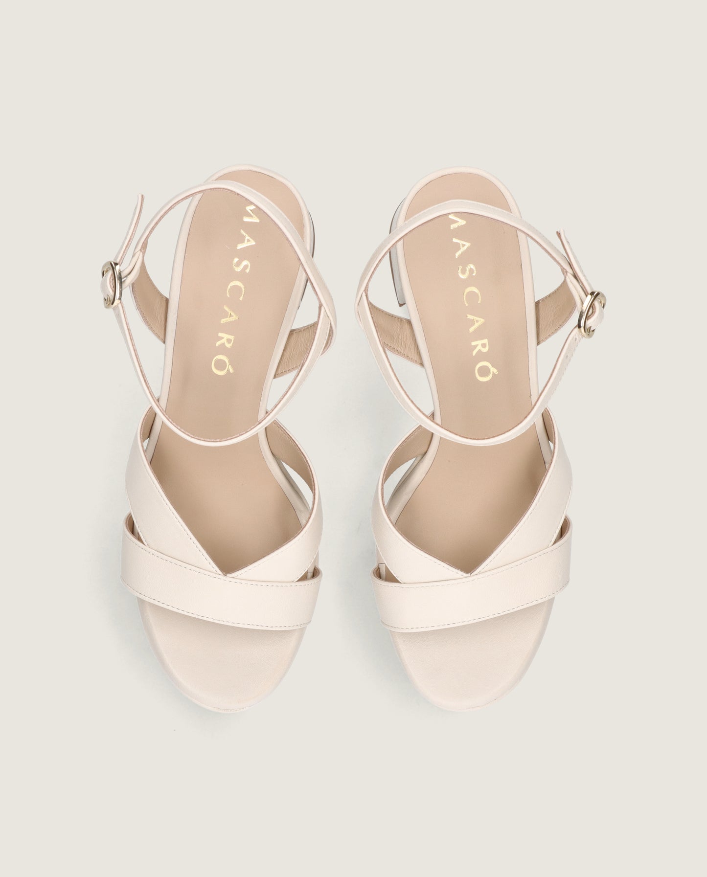 MASCARÓ BIANCA CREAM LEATHER PLATFORM SANDAL