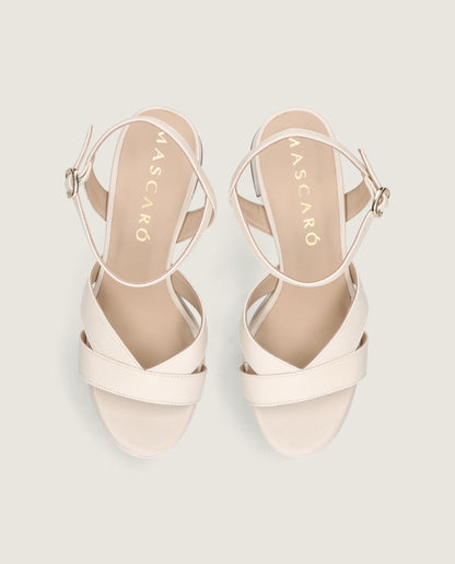 MASCARÓ BIANCA CREAM LEATHER PLATFORM SANDAL