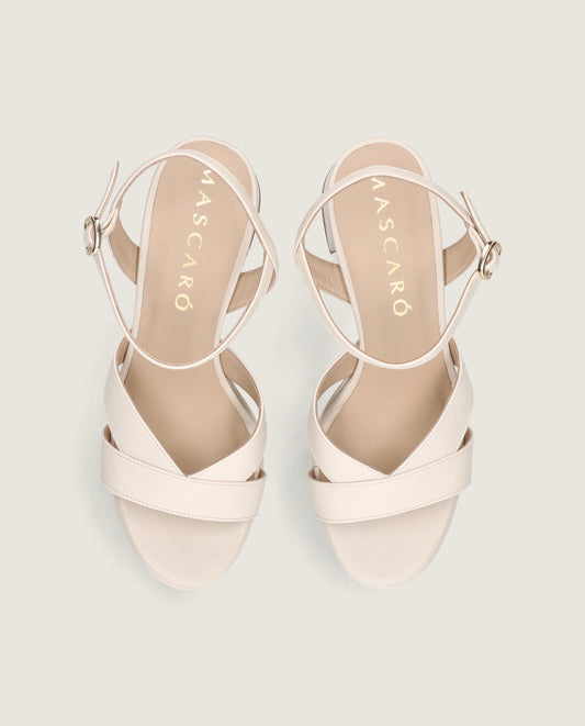 MASCARÓ BIANCA CREAM LEATHER PLATFORM SANDAL