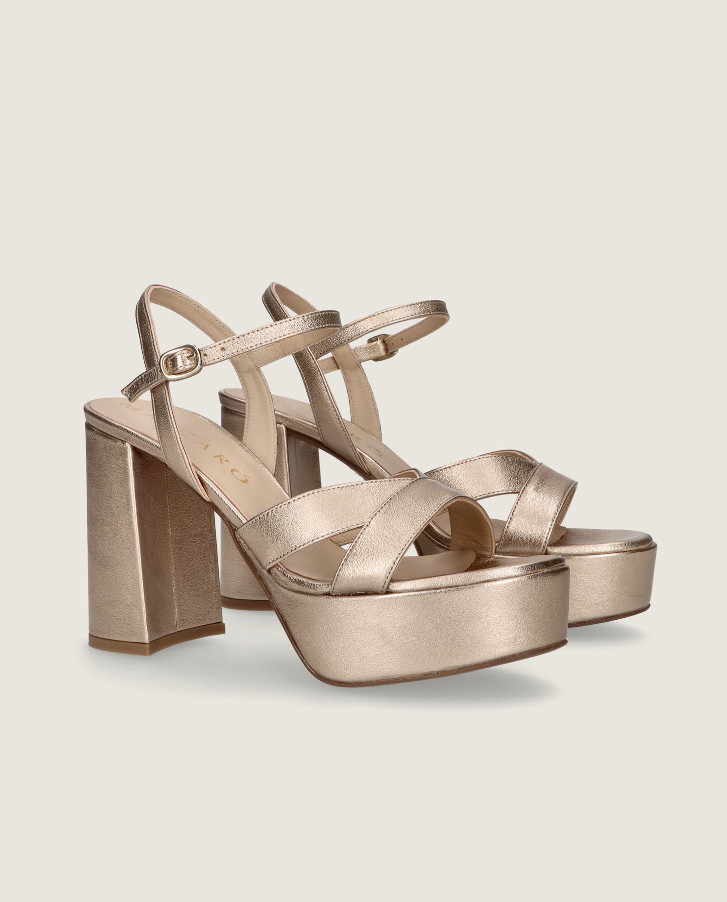 MASCARÓ TINA ROSE GOLD METALLIC PLATFORM SANDAL