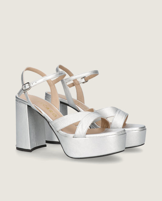 MASCARÃ“ DONNA SILVER METALLIC PLATFORM SANDAL