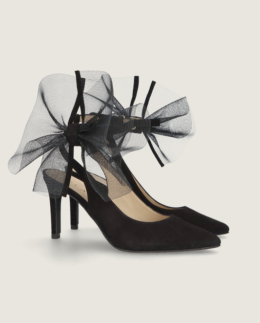 MASCARÃ“ GRETA TULLE BOW SUEDE PUMP