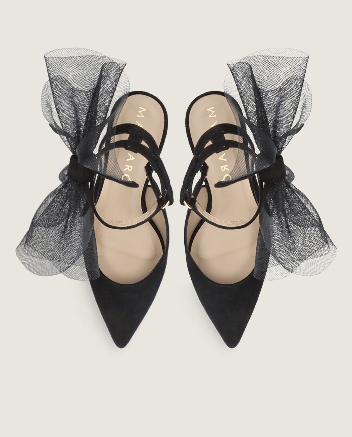 MASCARÃ“ GRETA TULLE BOW SUEDE PUMP