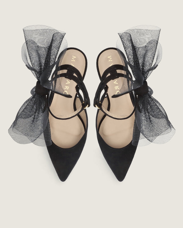 MASCARÓ GRETA TULLE BOW SUEDE PUMP