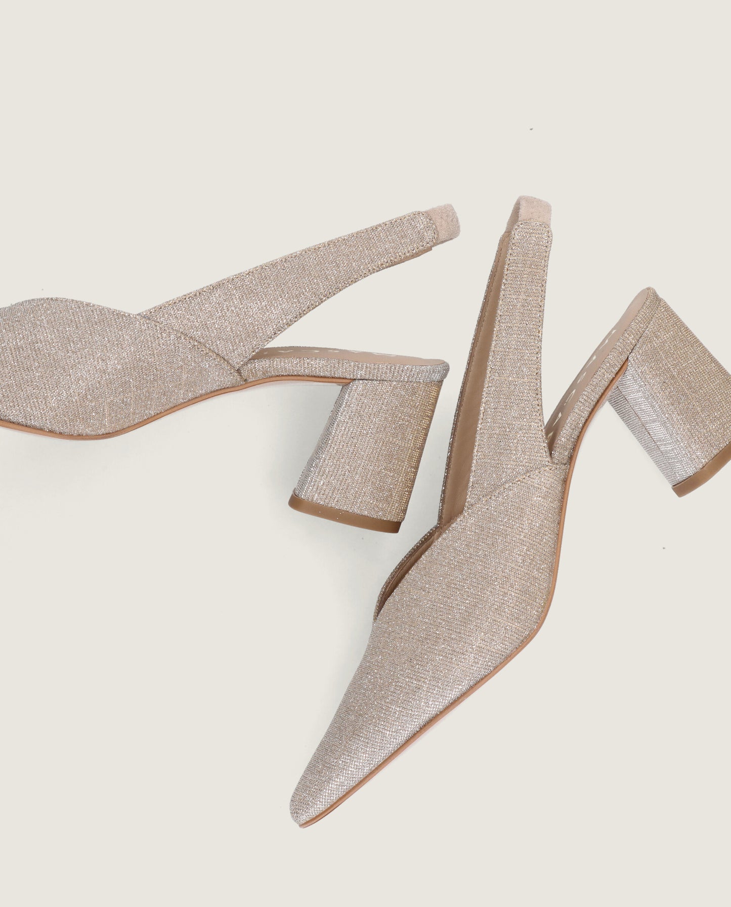 MASCARÓ GRACE SHIMMER BLOCK HEEL SLINGBACK