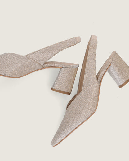 MASCARÓ GRACE SHIMMER BLOCK HEEL SLINGBACK