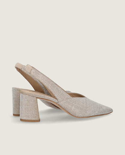 MASCARÓ GRACE SHIMMER BLOCK HEEL SLINGBACK