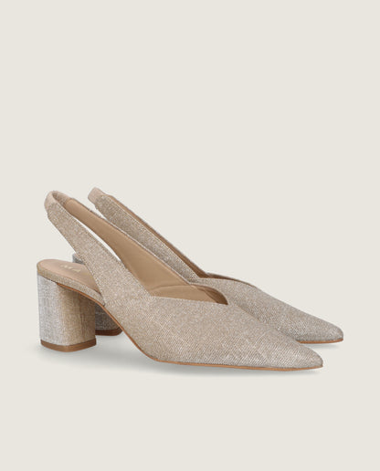 MASCARÓ GRACE SHIMMER BLOCK HEEL SLINGBACK