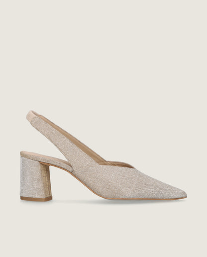 MASCARÓ GRACE SHIMMER BLOCK HEEL SLINGBACK