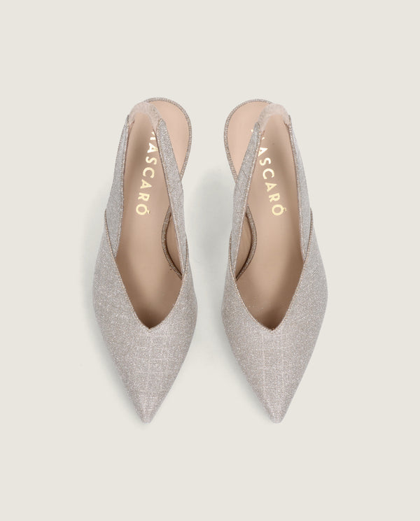 MASCARÓ GRACE SHIMMER BLOCK HEEL SLINGBACK