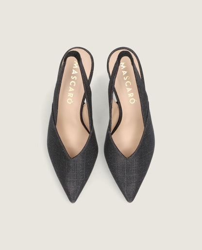 MASCARÓ DIANA SHIMMER BLOCK HEEL SLINGBACK