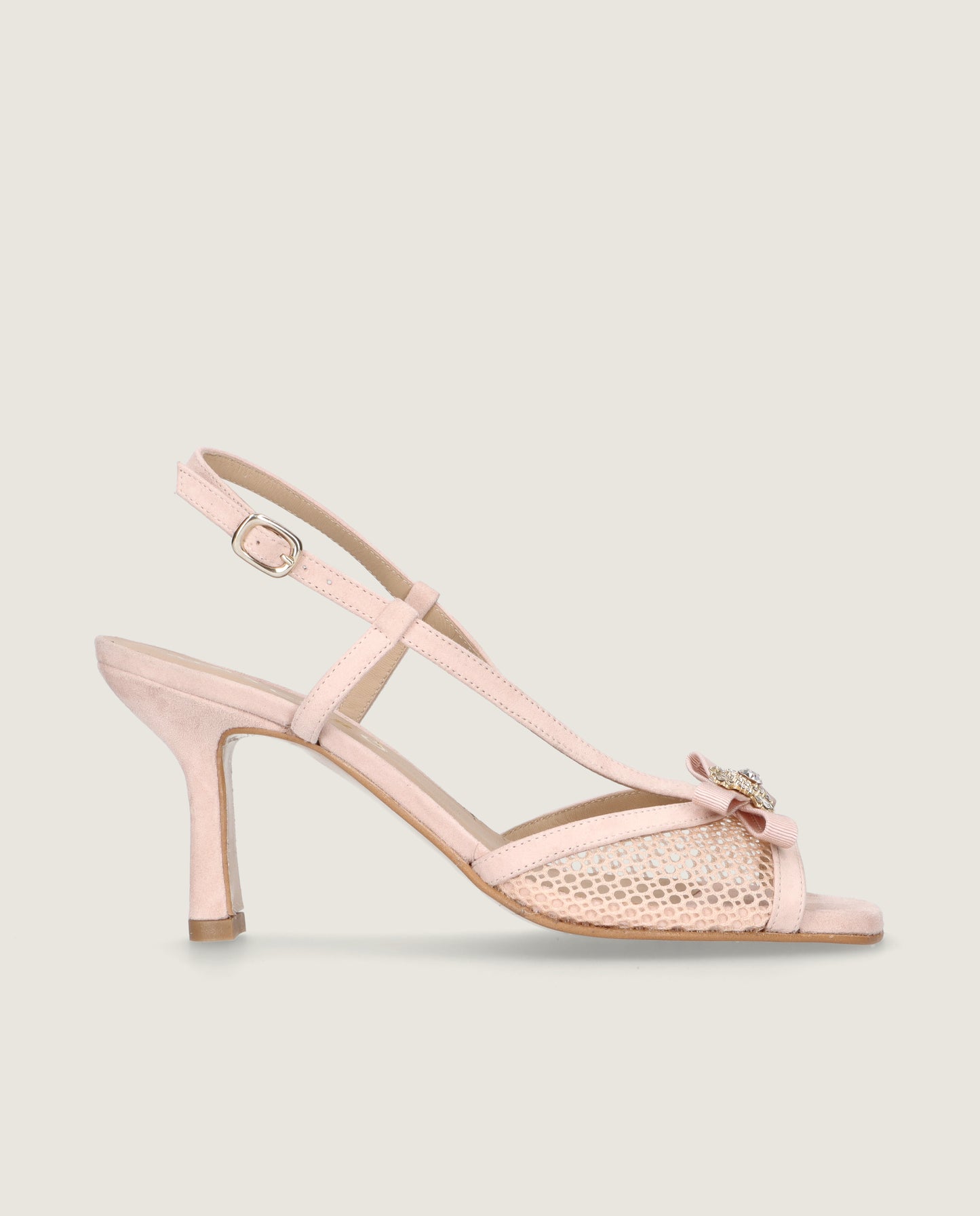 MASCARÃ“ ELIZABETH CRYSTAL MESH SUEDE SLINGBACK HEEL