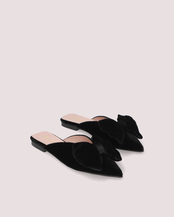 ELLA BLACK VELVET BOW POINTED MULE