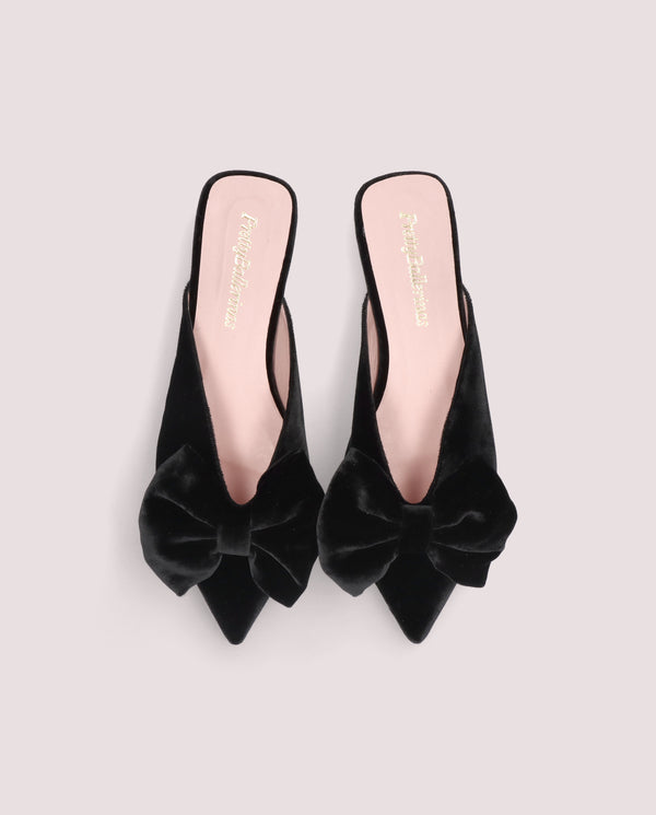 ELLA BLACK VELVET BOW POINTED MULE