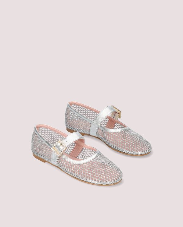 GEORGIA SILVER RED BALLERINAS