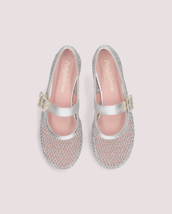 GEORGIA SILVER RED BALLERINAS