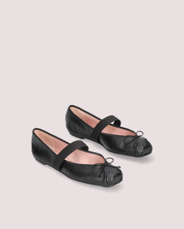 KRISTEN BALLET FLATS BLACK LEATHER