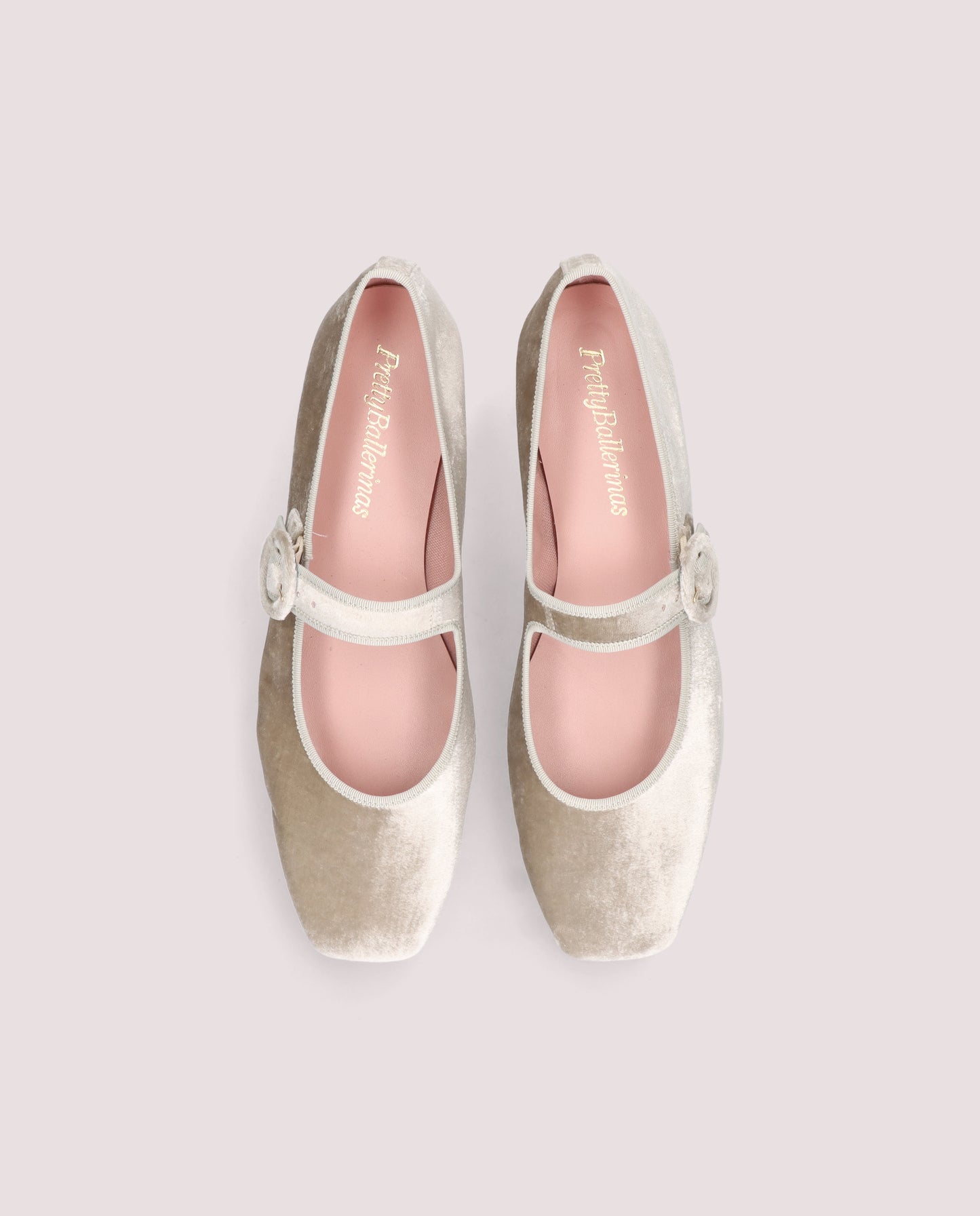 CAMILLE CHAMPAGNE VELVET MARY JANE BALLET FLAT