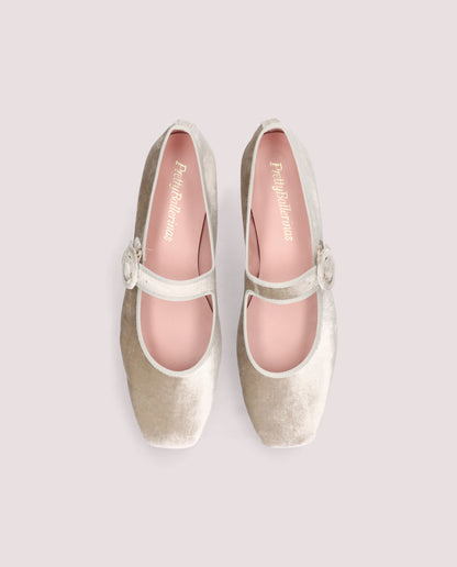 CAMILLE CHAMPAGNE VELVET MARY JANE BALLET FLAT