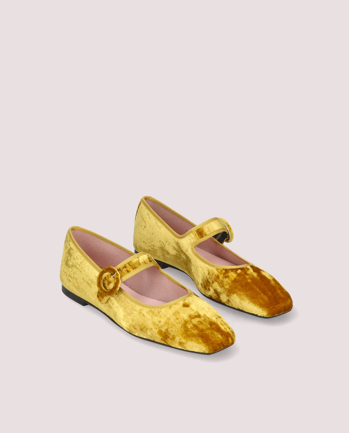 Camille Mustard Velvet Mary Jane - angled view