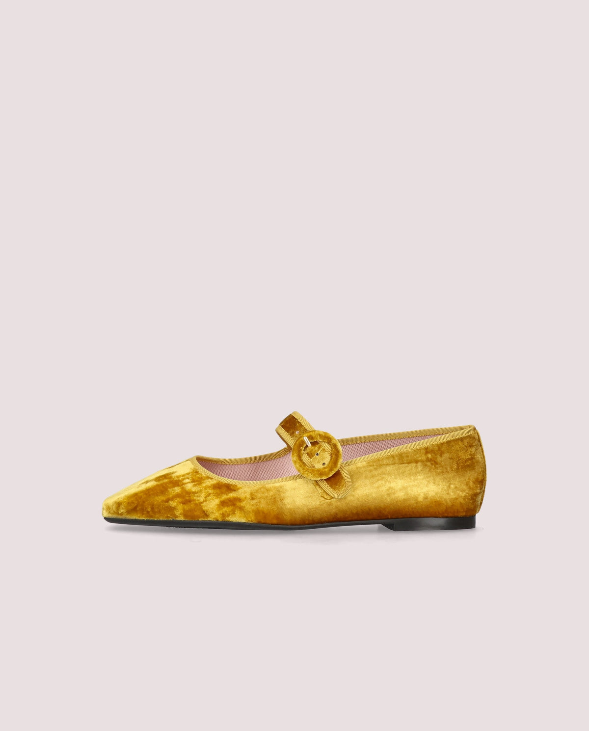 Camille Mustard Velvet Mary Jane - side view