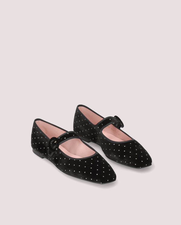 Camille Black Studded Velvet Mary Jane