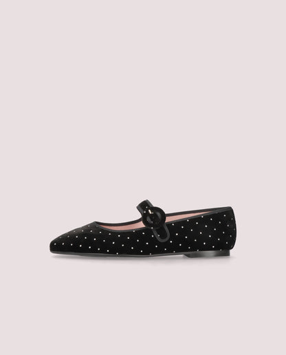 Camille Black Studded Velvet Mary Jane