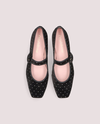 Camille Black Studded Velvet Mary Jane