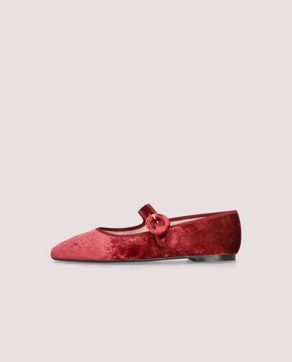 Camille Burgundy Velvet Mary Jane