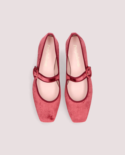 Camille Burgundy Velvet Mary Jane
